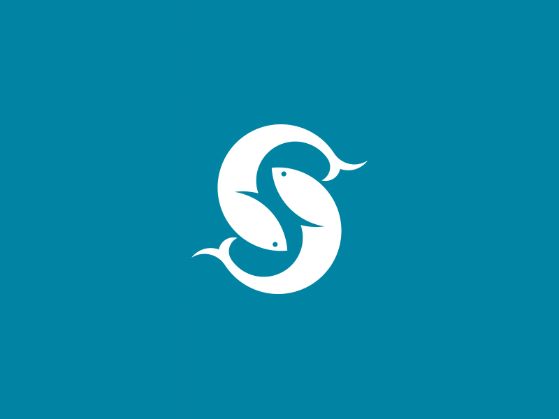 Logo S réalisé avec des poissons